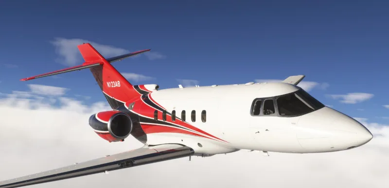 2024 FlightFX Hawker 800XP N812LL w/dynamic registration for Microsoft Flight Simulator 2024