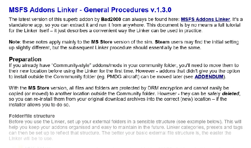 MSFS Addons Linker - General Procedures