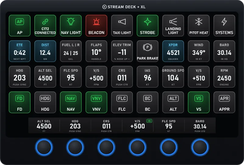 C172 Deck for the Cessna 172 G1000 NXi (Stream Deck) for Microsoft Flight Simulator 2024 and Microsoft Flight Simulator 2020