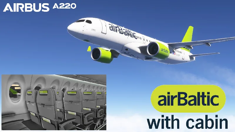 Synaptic A220-300 - Air Baltic Cabin (for default Livery YL-CSM) for Microsoft Flight Simulator 2024