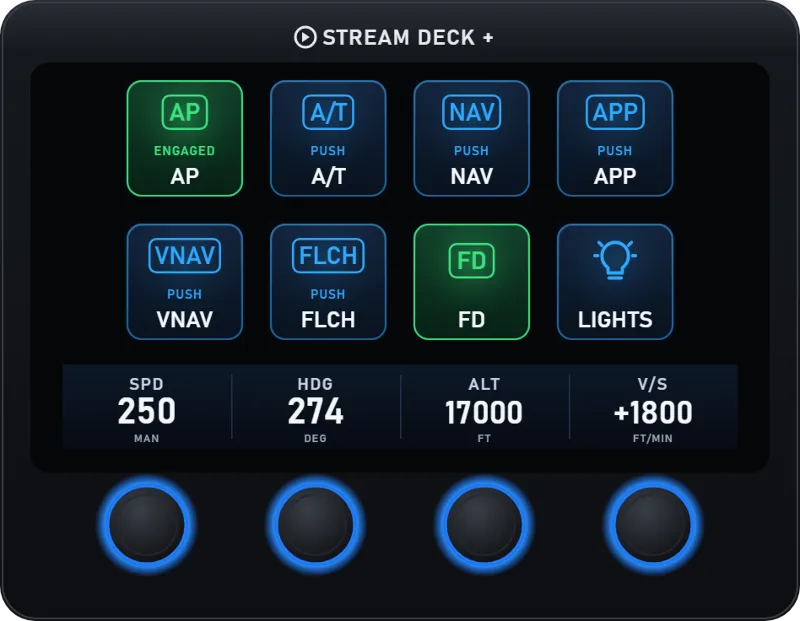 E-Jets Deck for the FlightSim Studio E-Jets (Stream Deck) for Microsoft Flight Simulator 2024 and Microsoft Flight Simulator 2020