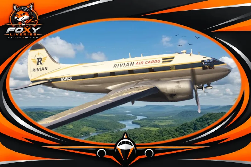 Microsoft Curtiss C-46 Rivian Air Cargo N545CC for Microsoft Flight Simulator 2024