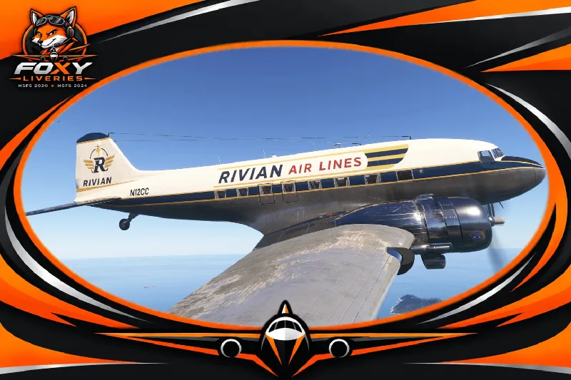 MicrosoftAsobo DC3 Rivian Airlines N12CC for Microsoft Flight Simulator 2024