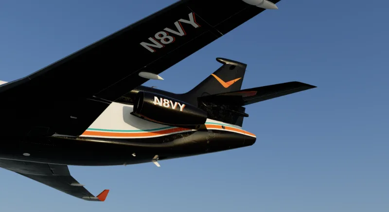 Voyager Aviation livery for Aerobask Dassault Falcon 8X (with cutom registration editor) for X-Plane 12